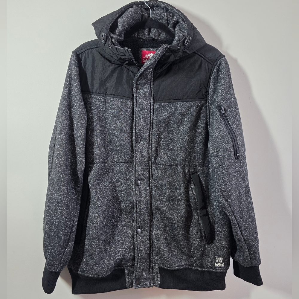 Cabin Fever Outfitters - Men's Fleece Lined Black & Grey Tweed Hood - Size M